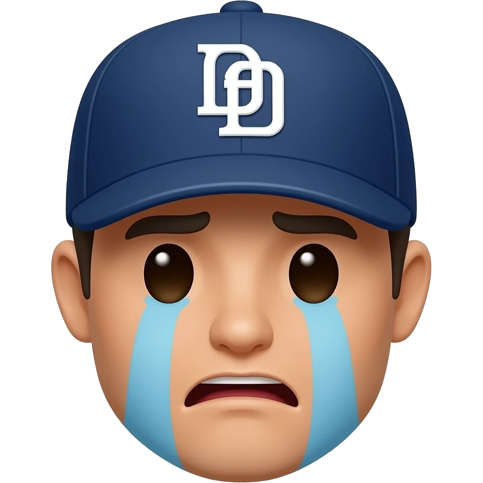 Crying face with padres hat emoji
