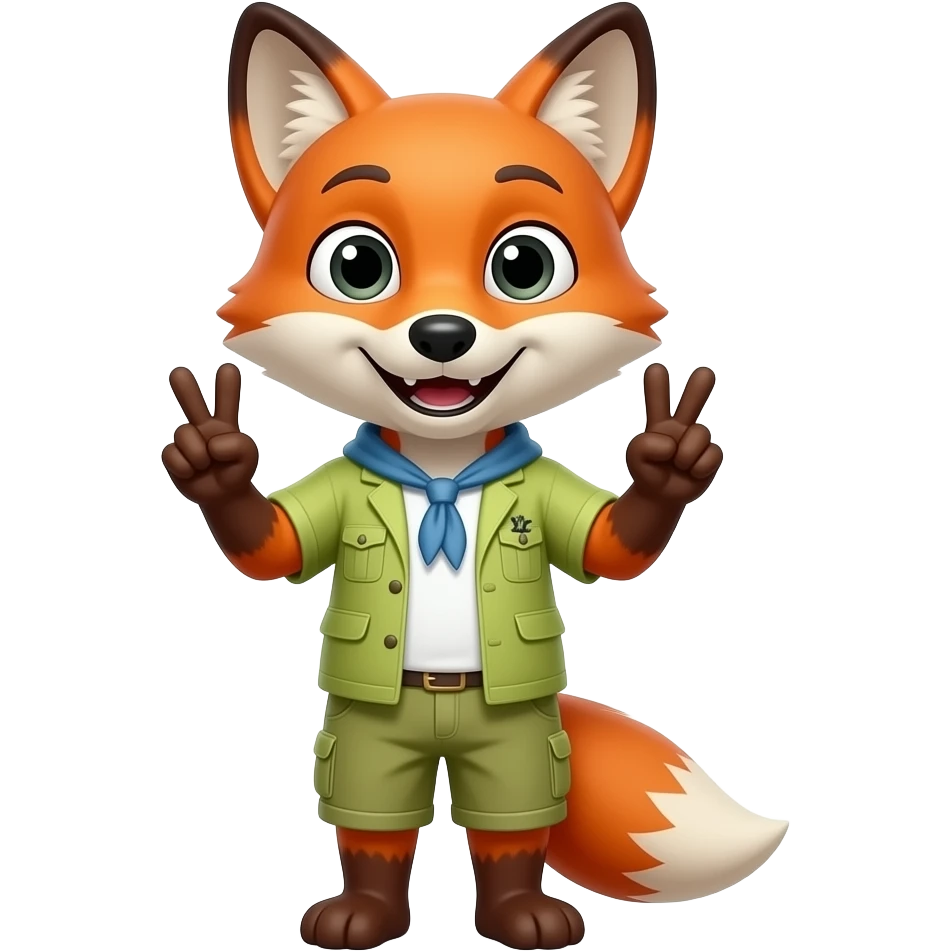 Fox doing a two hand peace sign, just head and hands emoji