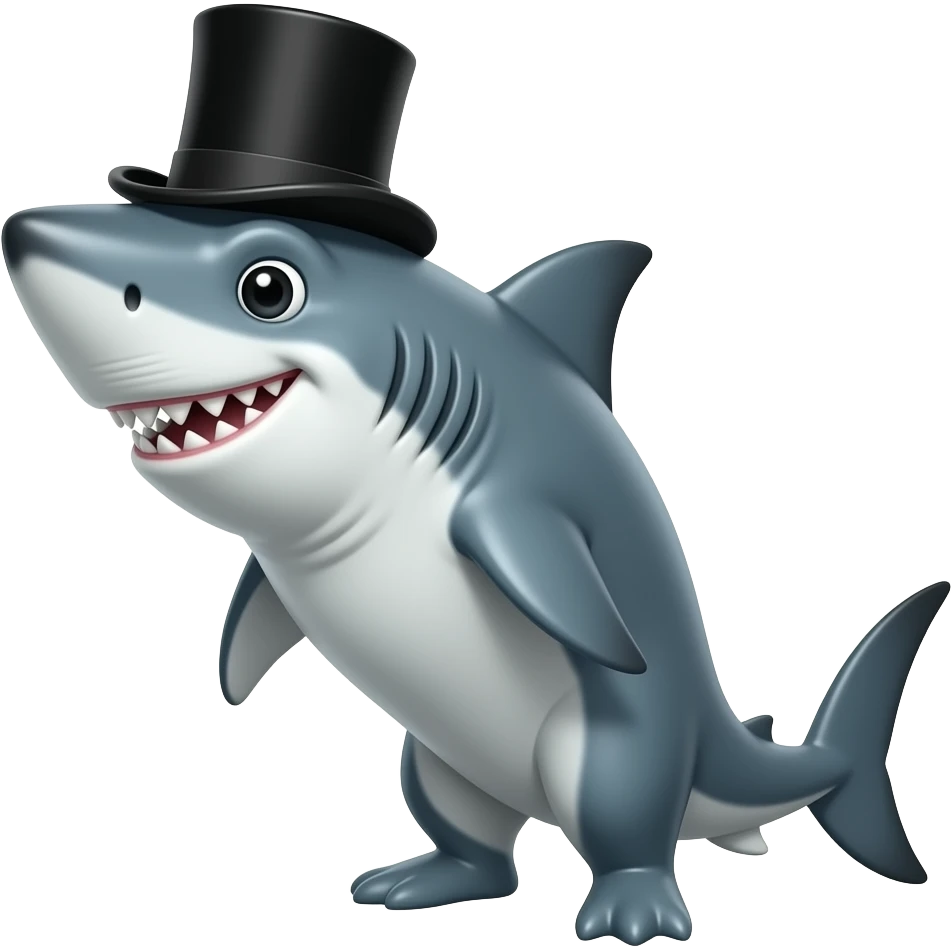 Shark with a top hat emoji