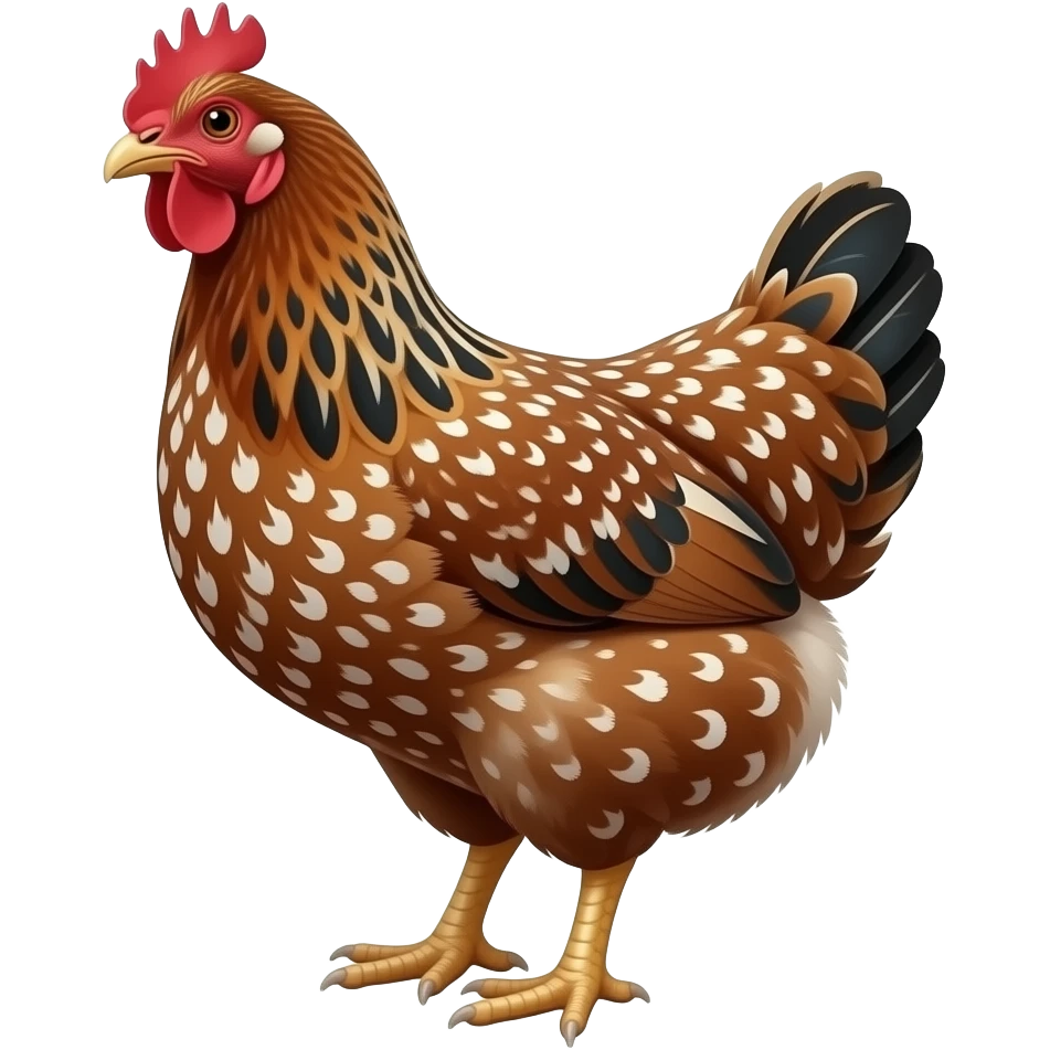 Dark Brown speckled Sussex chicken with whit and black spots emoji