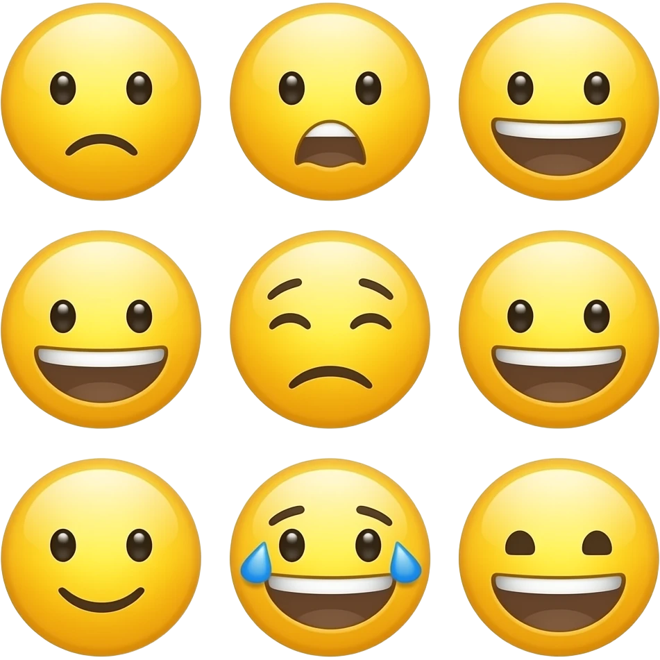 इस पिक्चर से सारे एक्सप्रेशन की इमोजी बना दीजिए । emoji