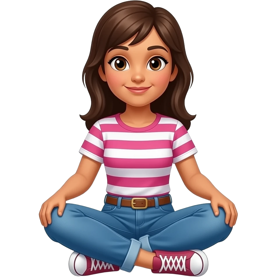Carmen San Diego sitting crossed legs on the floor (fullbody) emoji