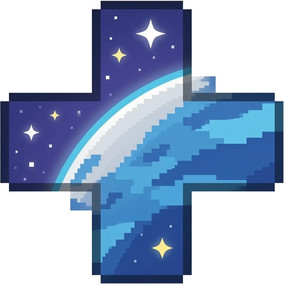 make an cross mark for a discord emoji but make it space themed and make it so that the mark is fully in or on whatever you make also make it pixeley and space themed emoji
