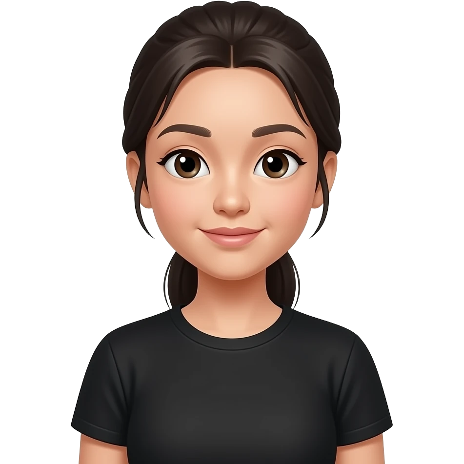 pretty dark haired asian girl in black tshirt with hair pulled back emoji