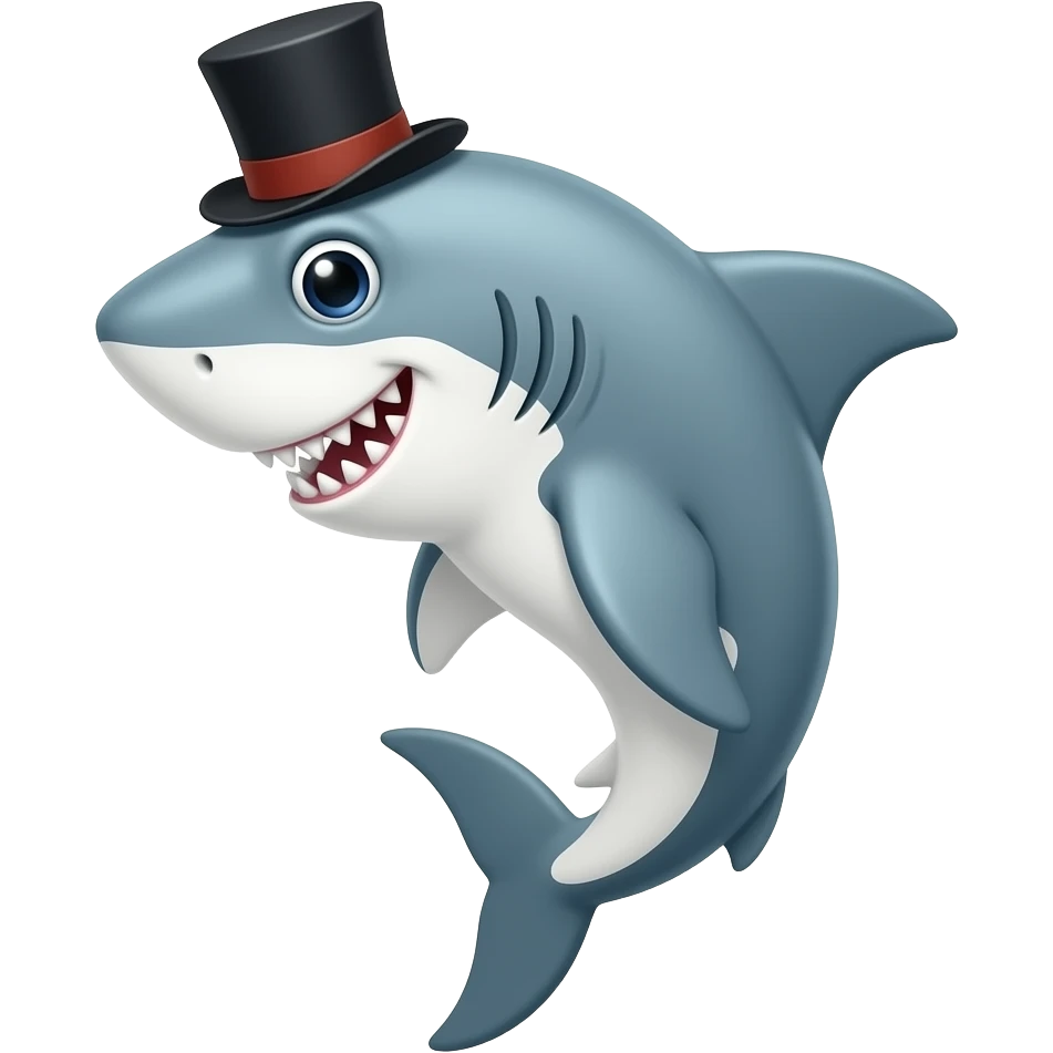 Shark with a top hat emoji