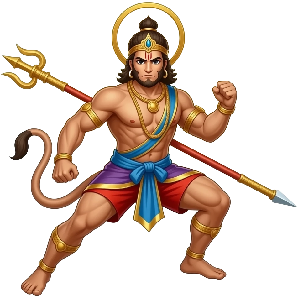 Lord hanuman with full of Aura and in voilince emoji