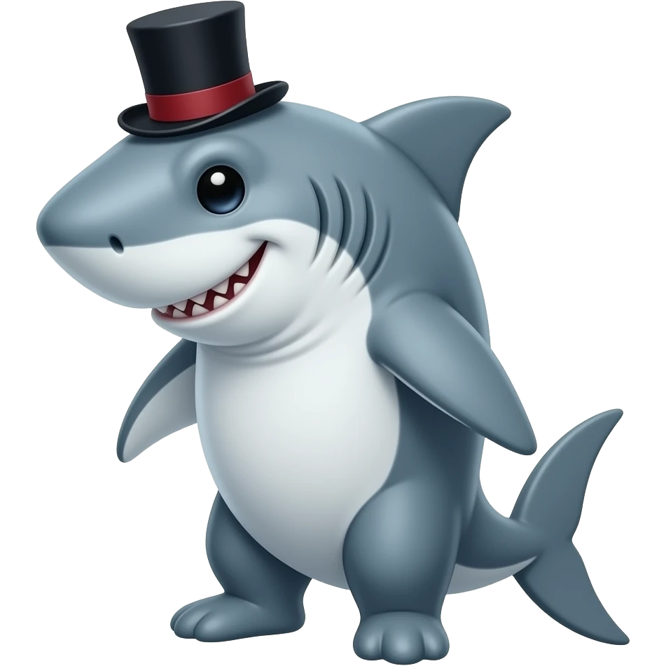Shark with a top hat emoji