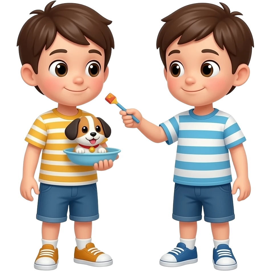 kid feeds his pet emoji