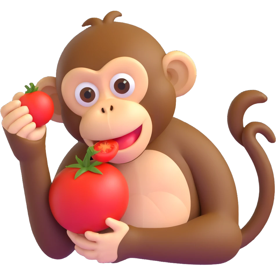 monkey eating tomato emoji