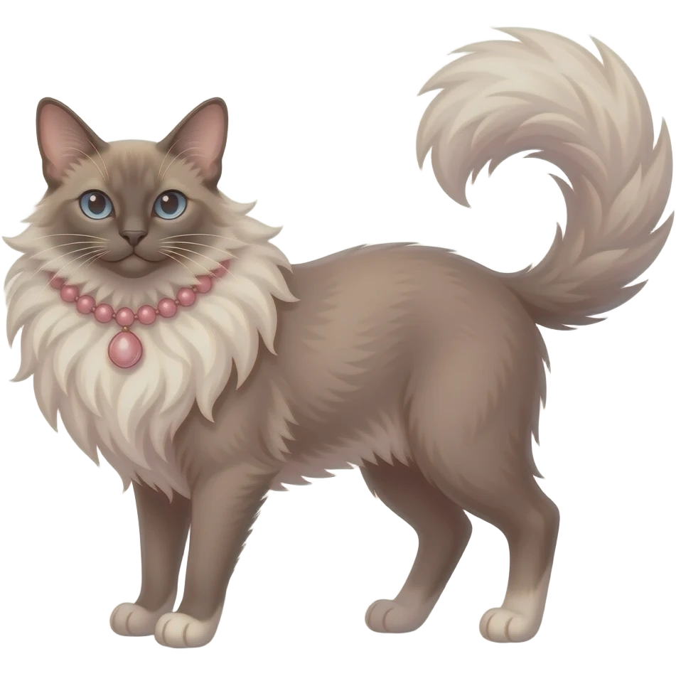Fuzzy slim oriental feathery long-haired beaded mane cozy rosy aesthetic feathery feminine Rosy beautiful emoji