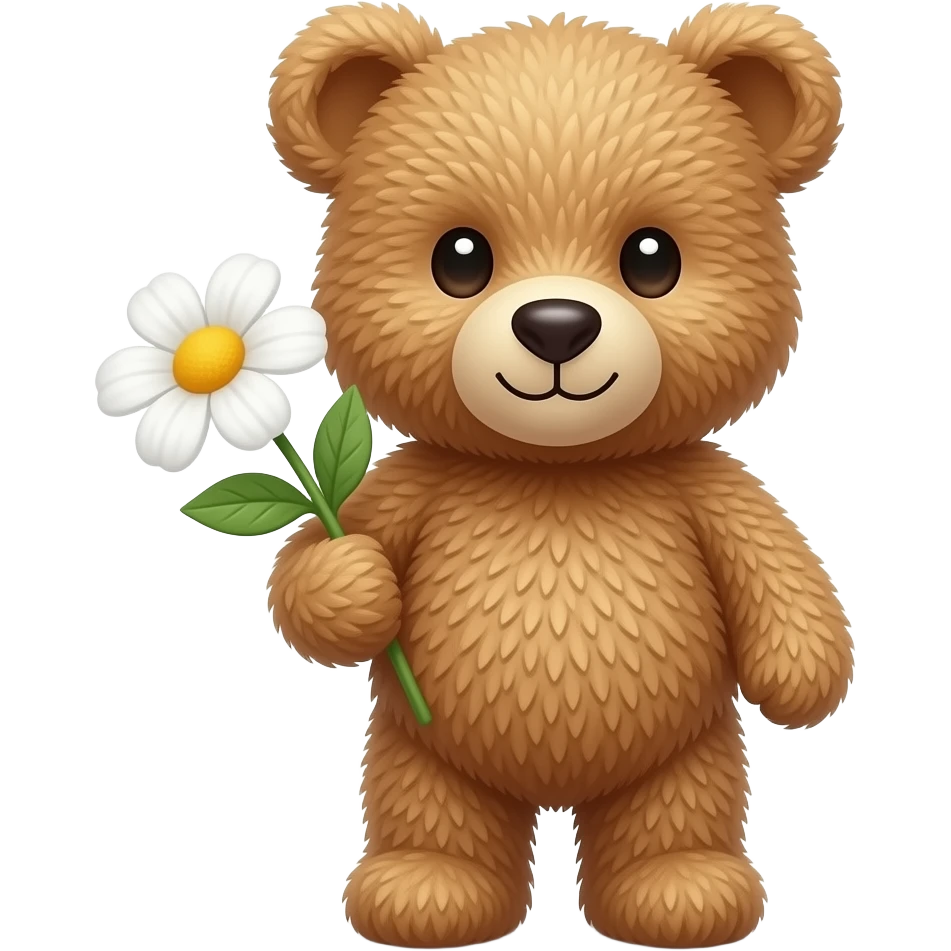 Teddy bear holding a flower emoji