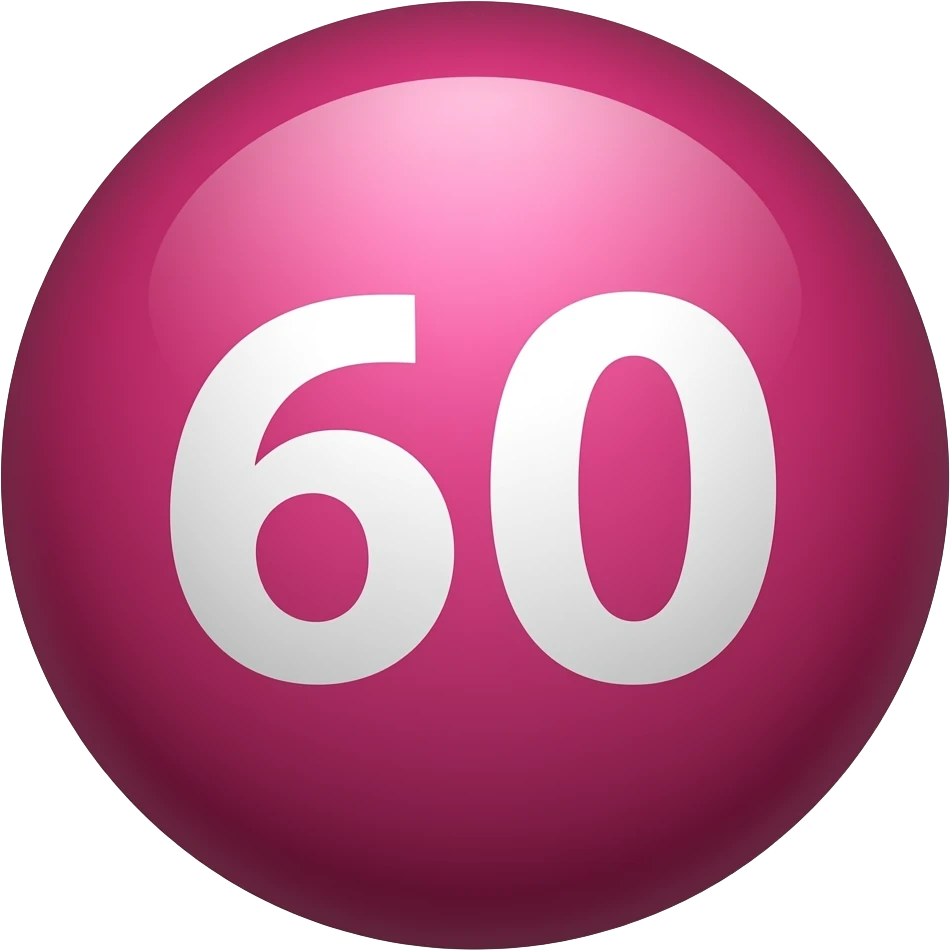 bola de bingo rosa oscuro con número 60 emoji