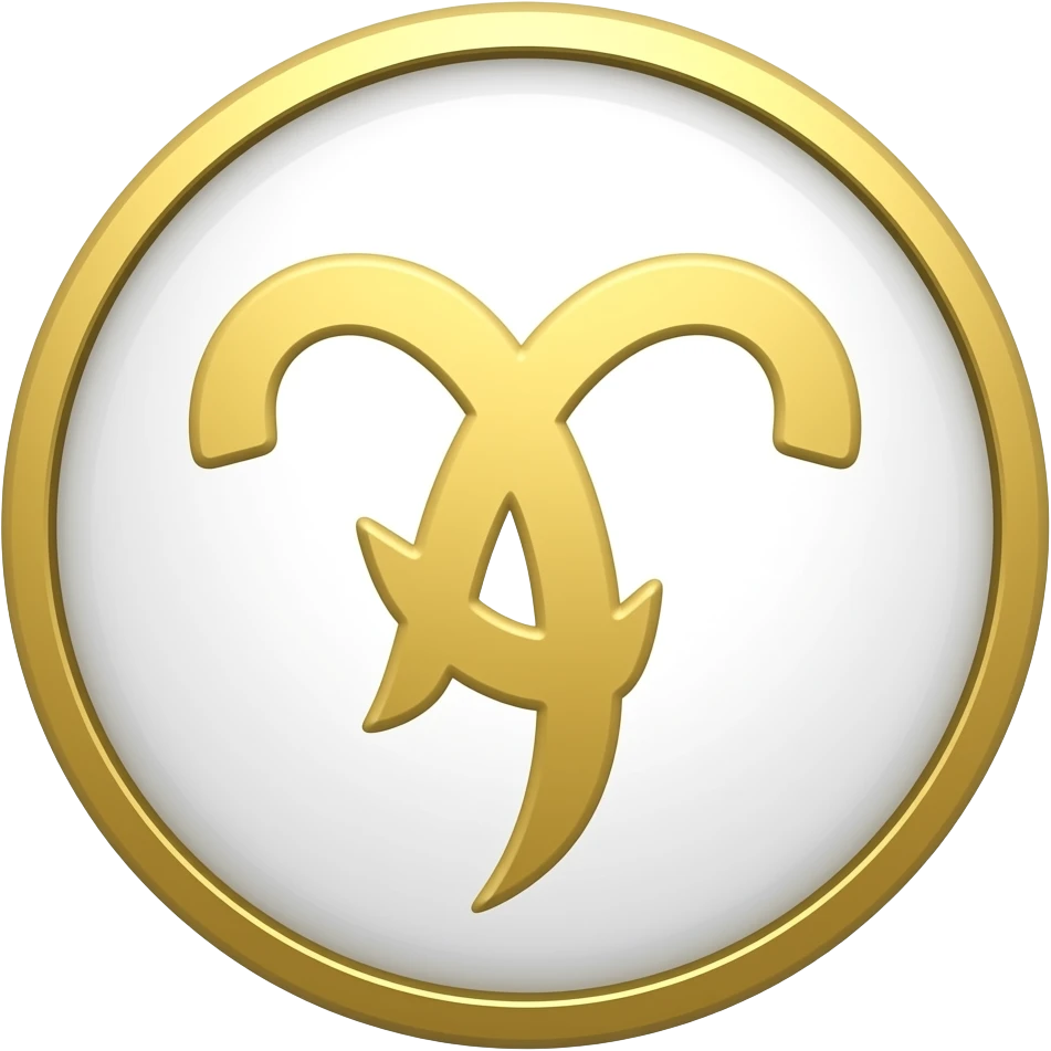 aries symbol in gold circle emoji