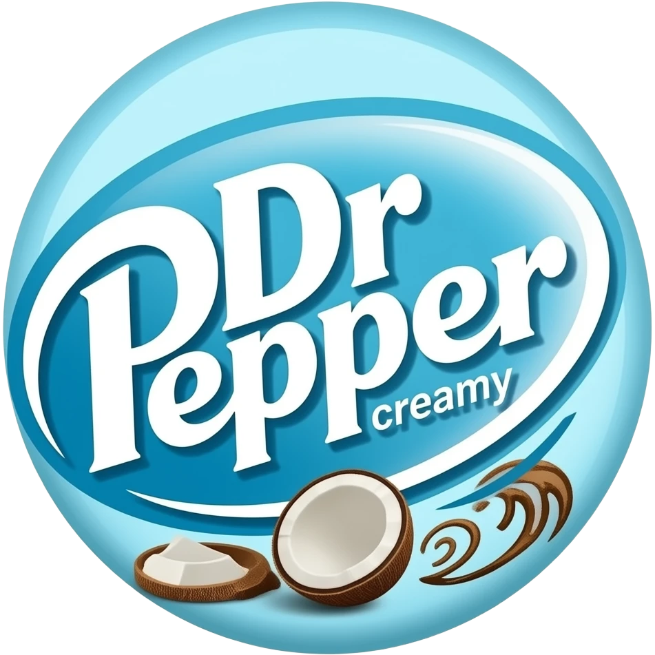 dr pepper creamy coconut bottle logo light blue emoji