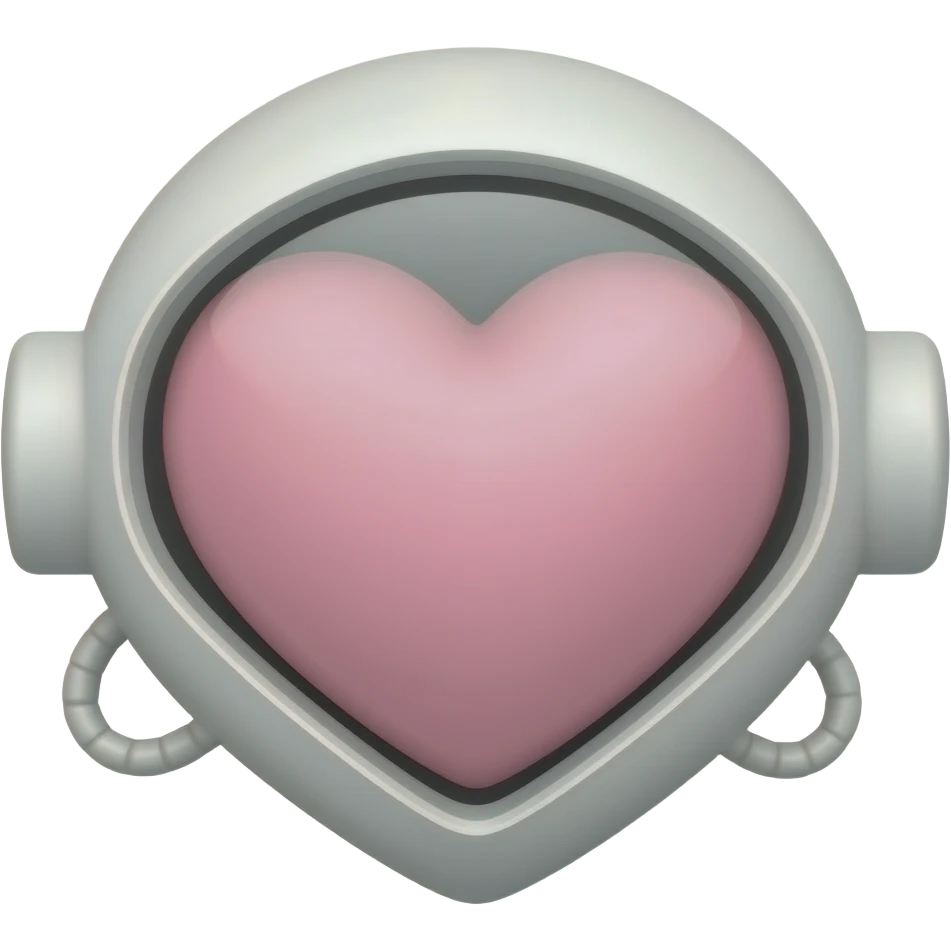 heart, light pink and light grey, spacesuit-themed border, technology, minimalism, simple emoji