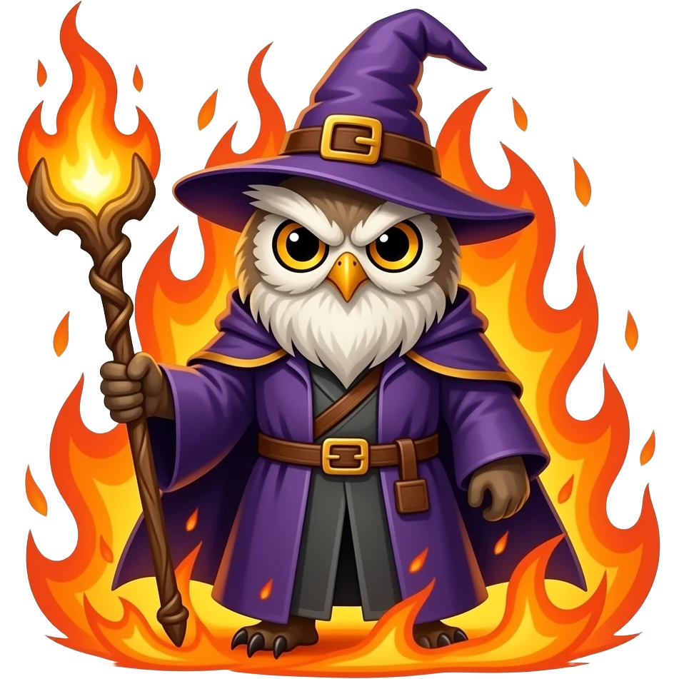 owl wizard angry fire emoji