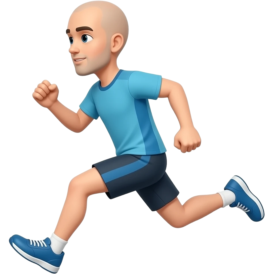 tall bald man running emoji