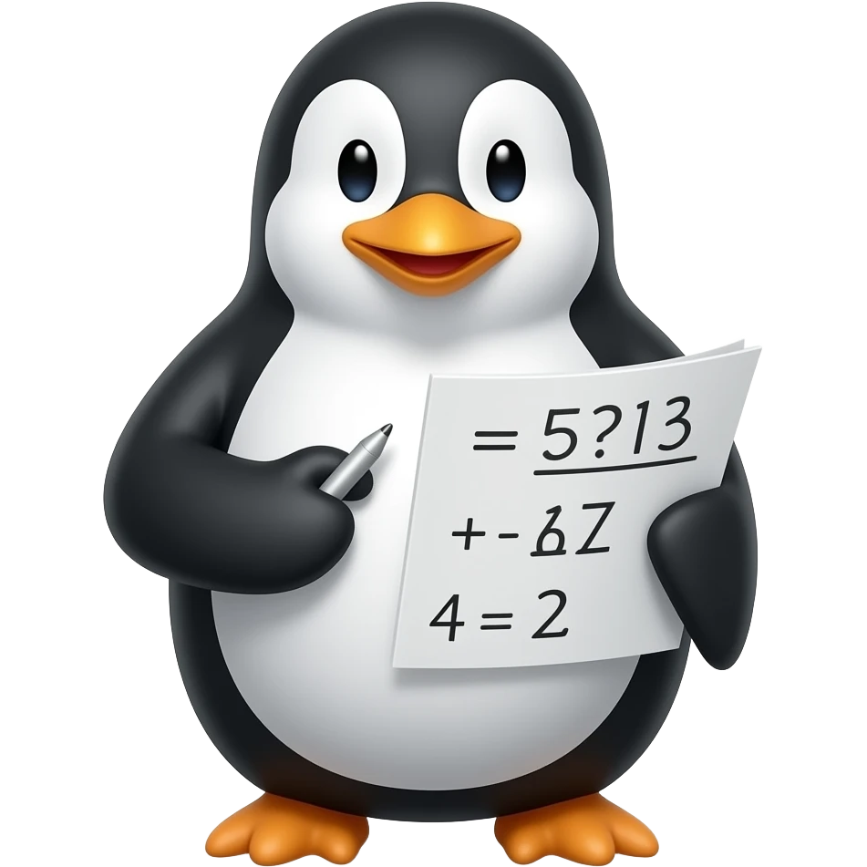 penguin solving math emoji