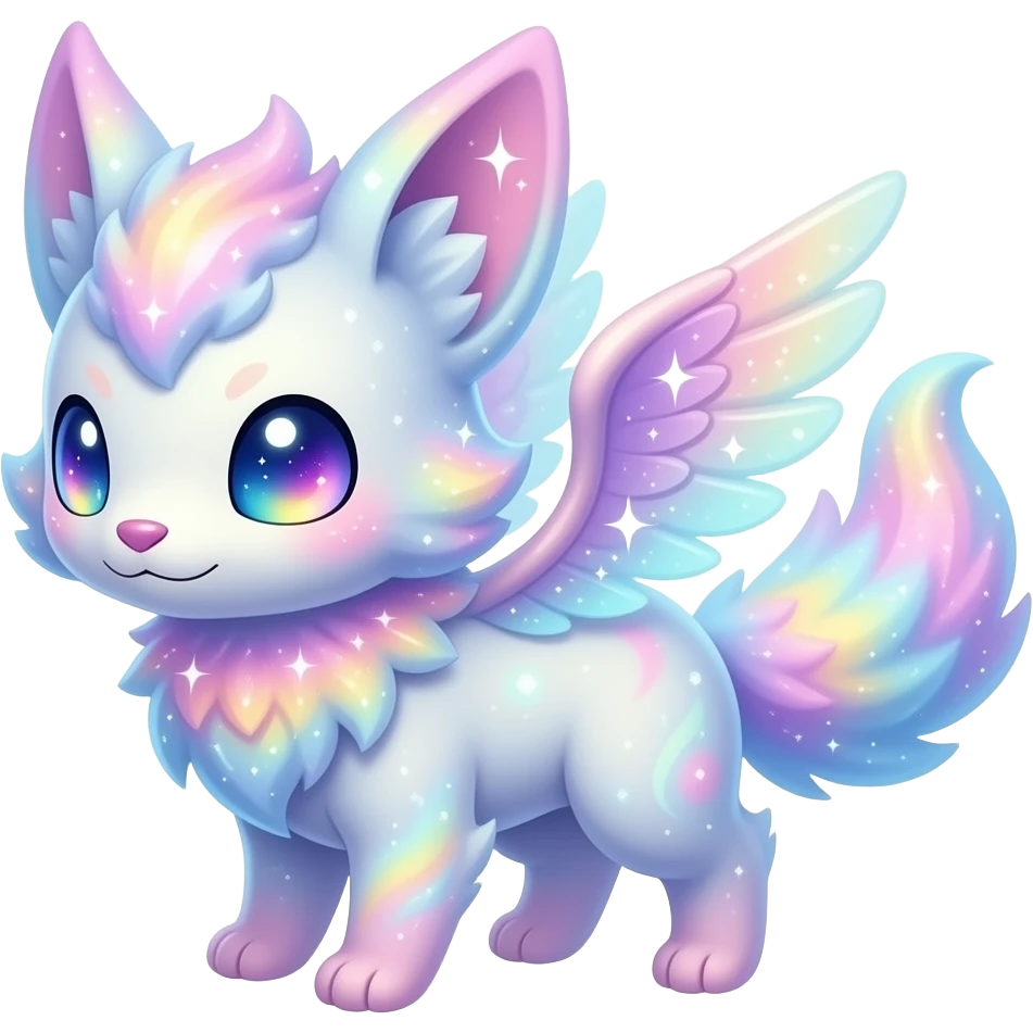 Cute cool colorful pastel nebula fantasy animal hybrid Fakemon full body emoji
