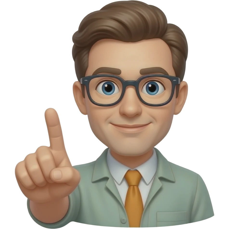 nerd doing a point emoji