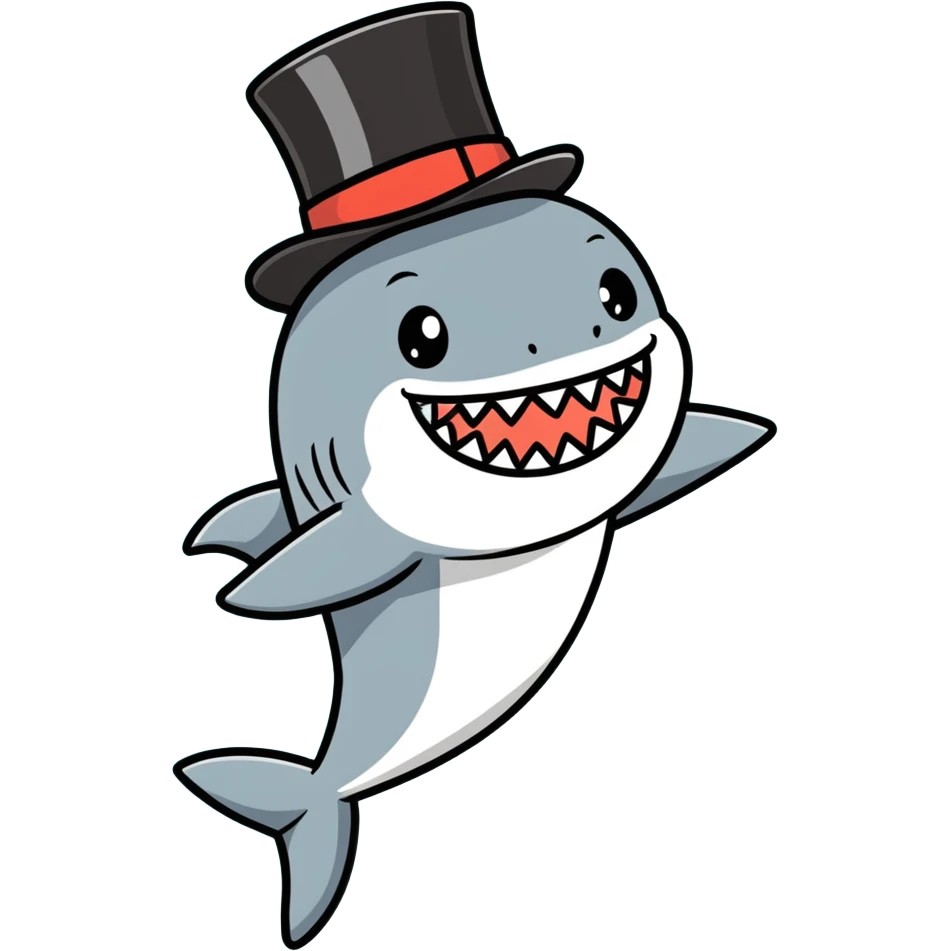 Shark with a top hat emoji