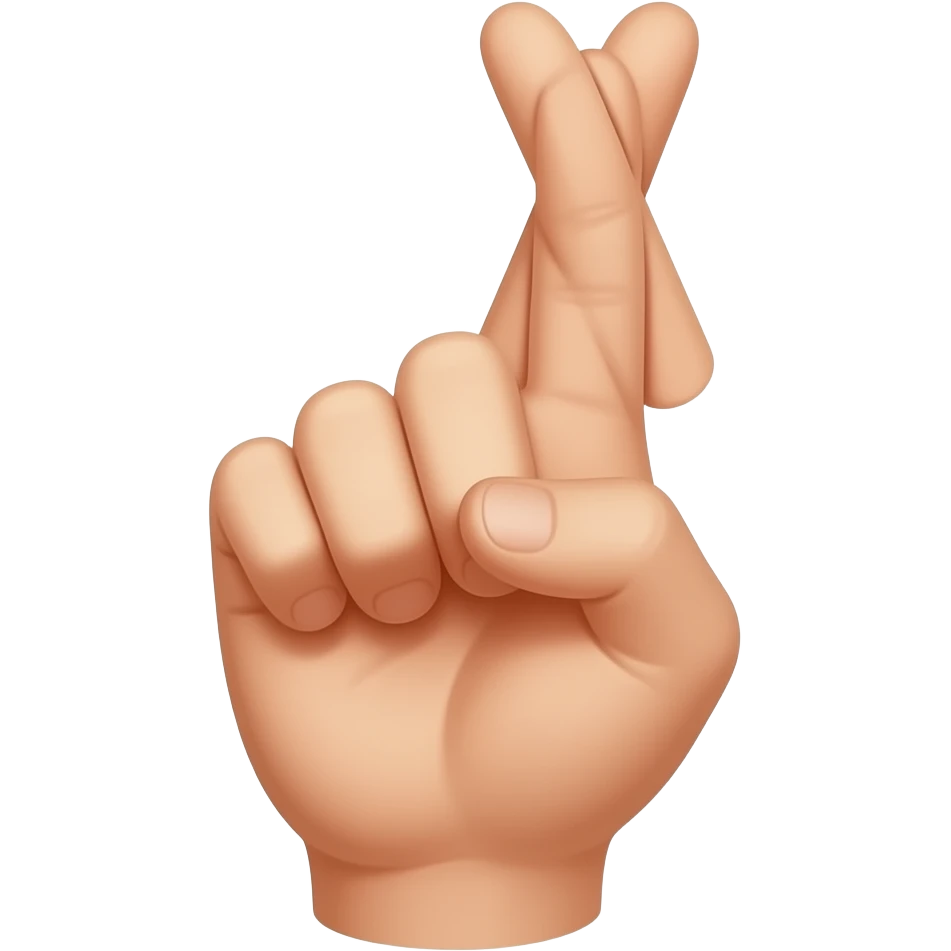 Hand with 3rd finger crossing under 2nd finger and thumb hidden under ring finger 1st finger and 5th finger point up emoji