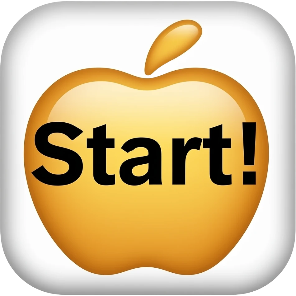 Start! 라고 적힌 사각형 배너 애플 이모지 스타일 emoji