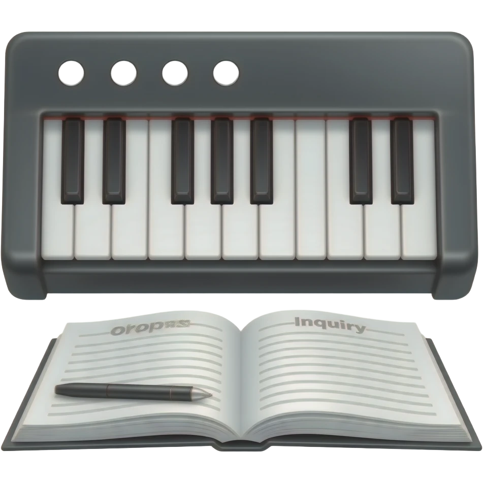report, (or inquiry journal) catering to electric piano emoji