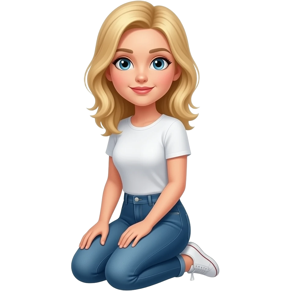 Blond woman kneeling frontal view emoji