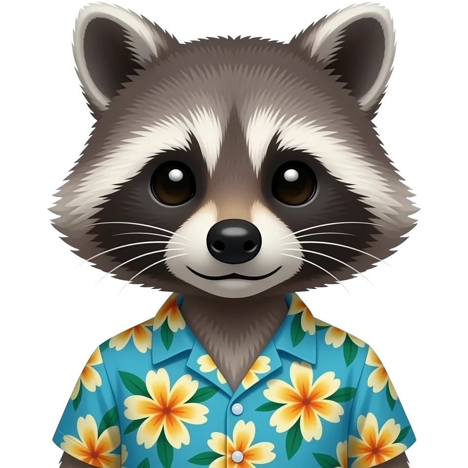 bust shots of a racoon in hawaiian shirt emoji