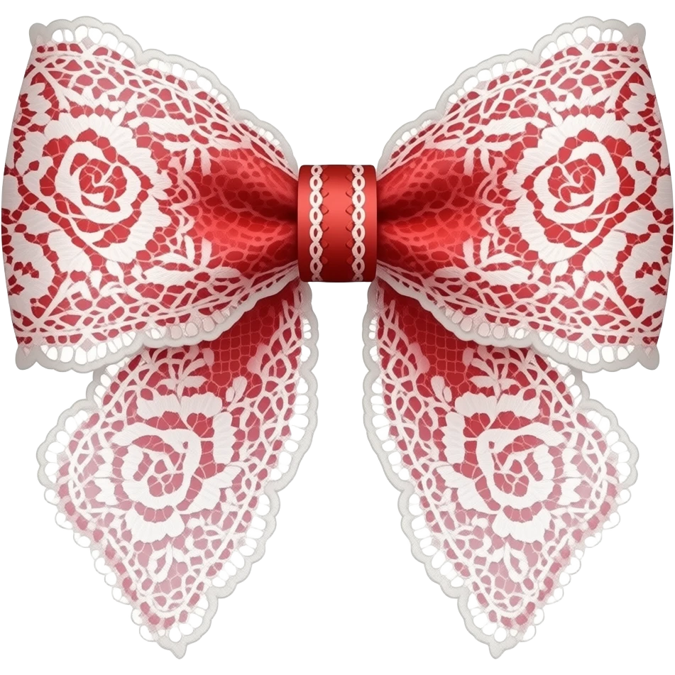 red ombre white with rose rococo style pattern on bow lace coquette bow emoji