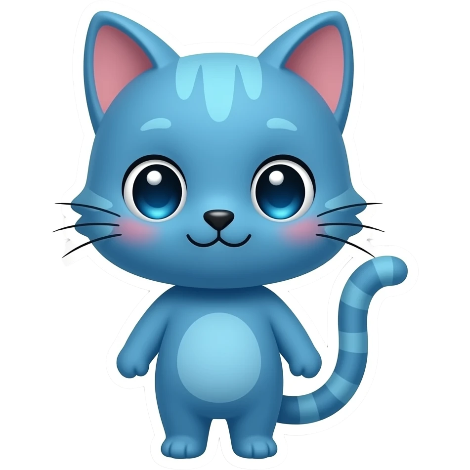 Cute Cat chibi sticker avatar film blue skin emoji