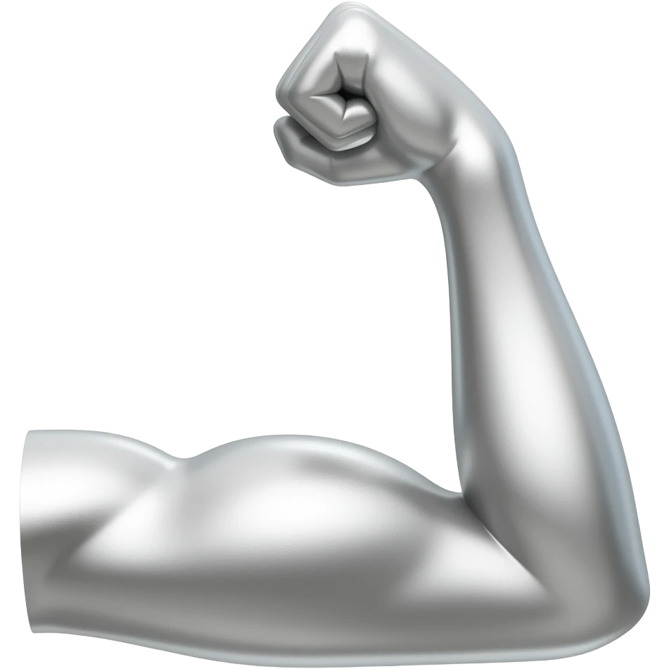 metallic silver arm flex smooth emoji