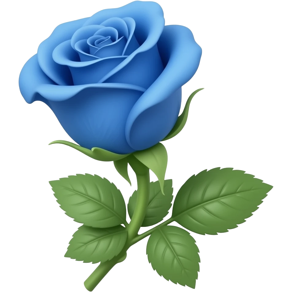 A blue rose with branch emoji