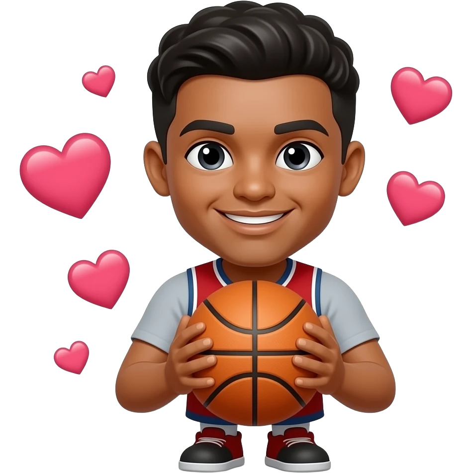 Emoji with basketballs amd hearts emoji
