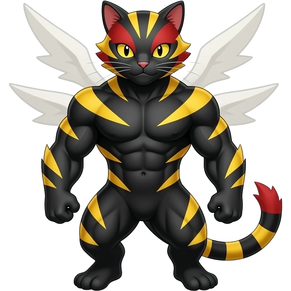 incineroar Pokemon big tiger cat red black yellow eyes black muscles ...