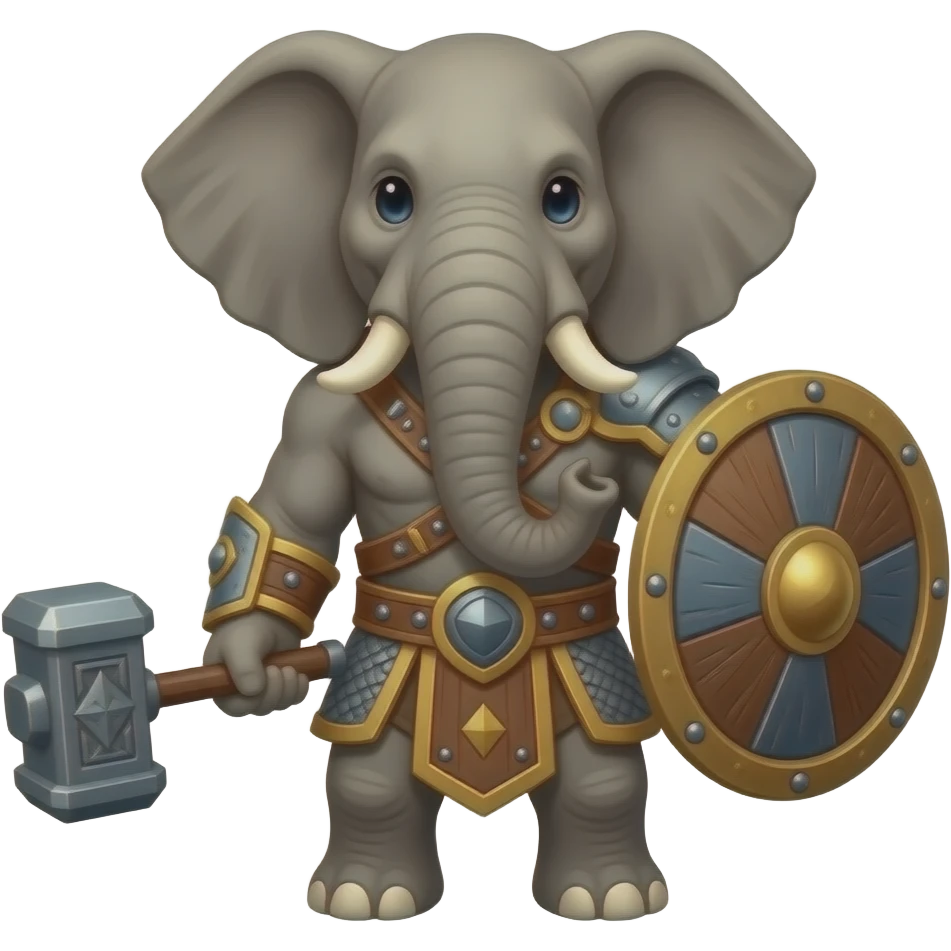 Elephant warrior with a war hammer emoji