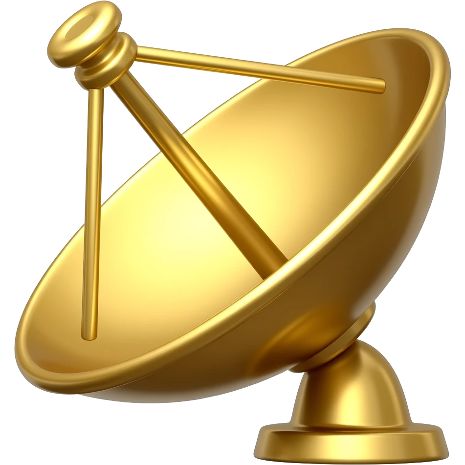 گیرنده ی ماهواره ای طلایی رنگ emoji