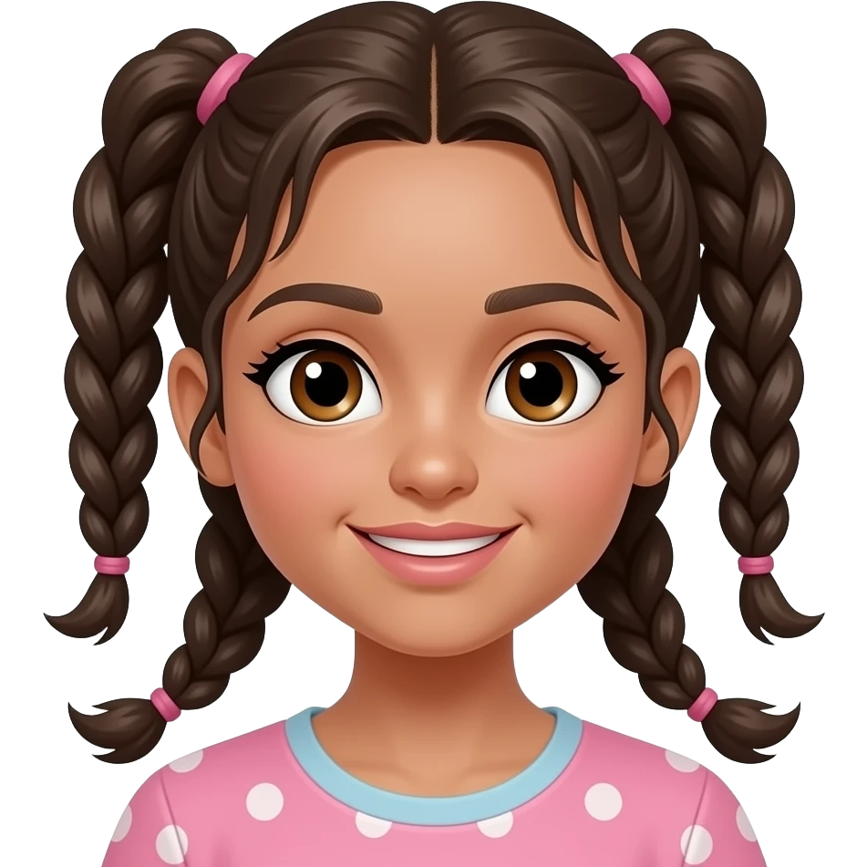 Light skin girl with chinky eyes and braids & octagon face shape emoji