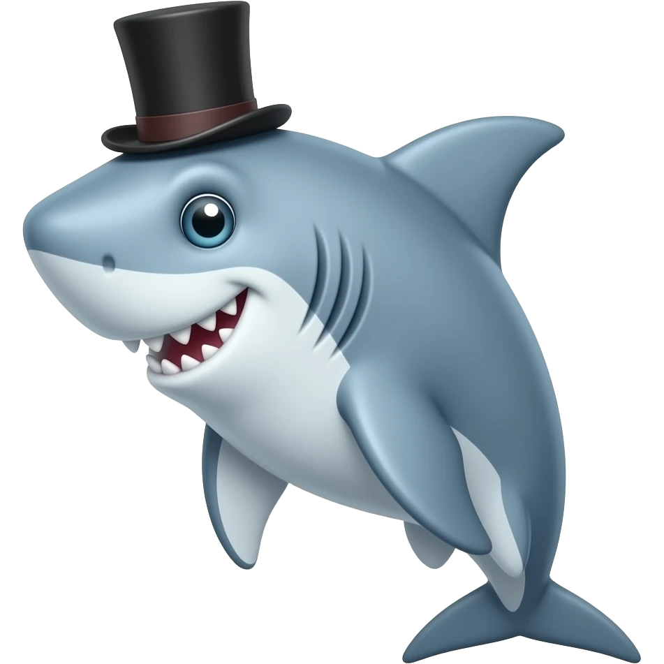 Shark with a top hat emoji