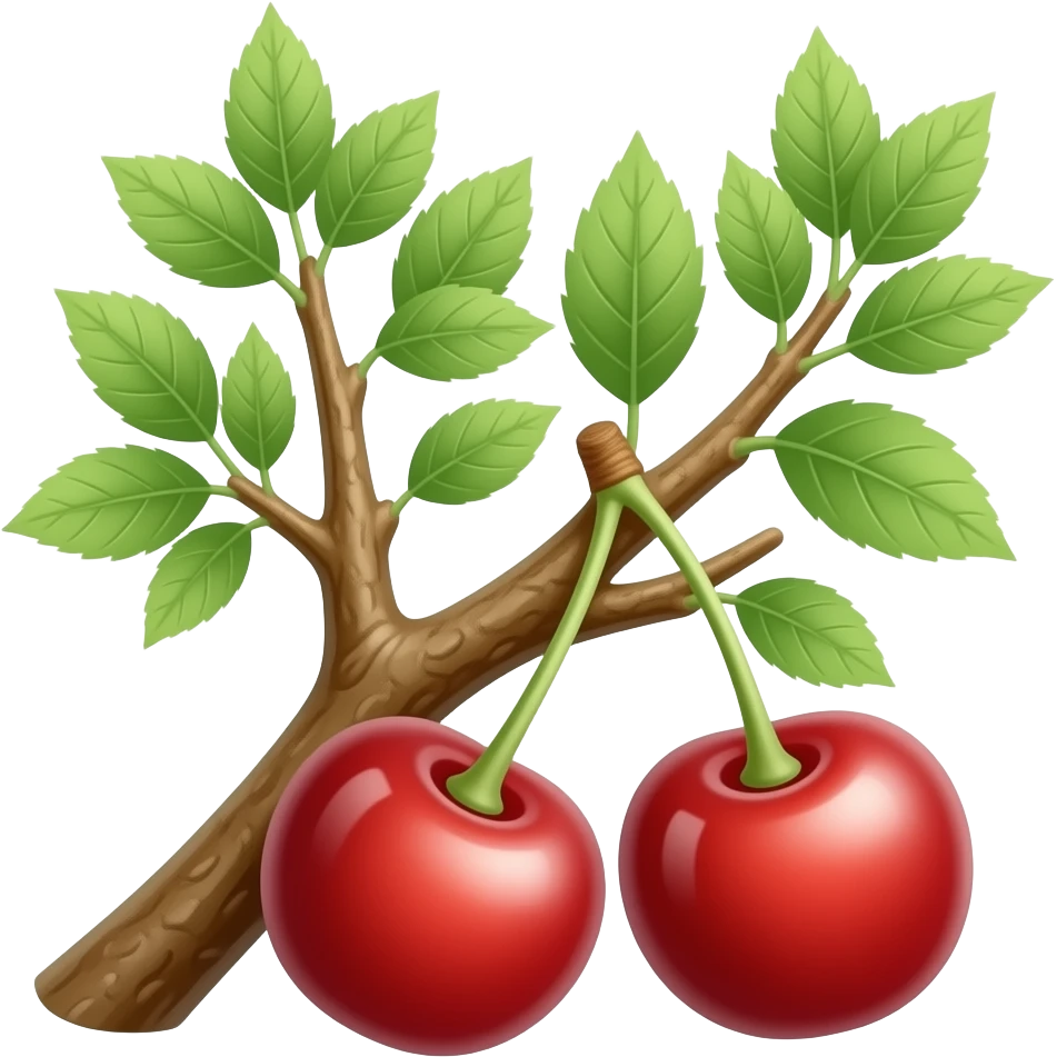 small, fresh early cherries on the tree in spring emoji