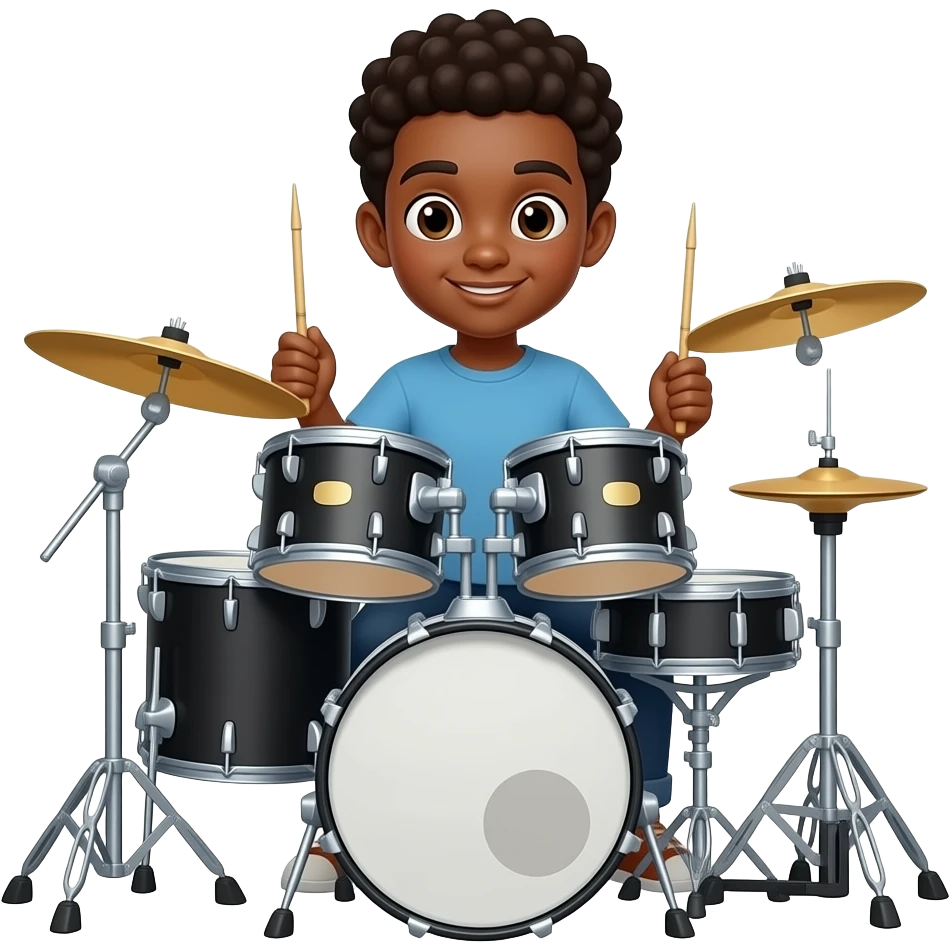 a dark skinned kid who is a software developer , drummer and gym enthusiast emoji