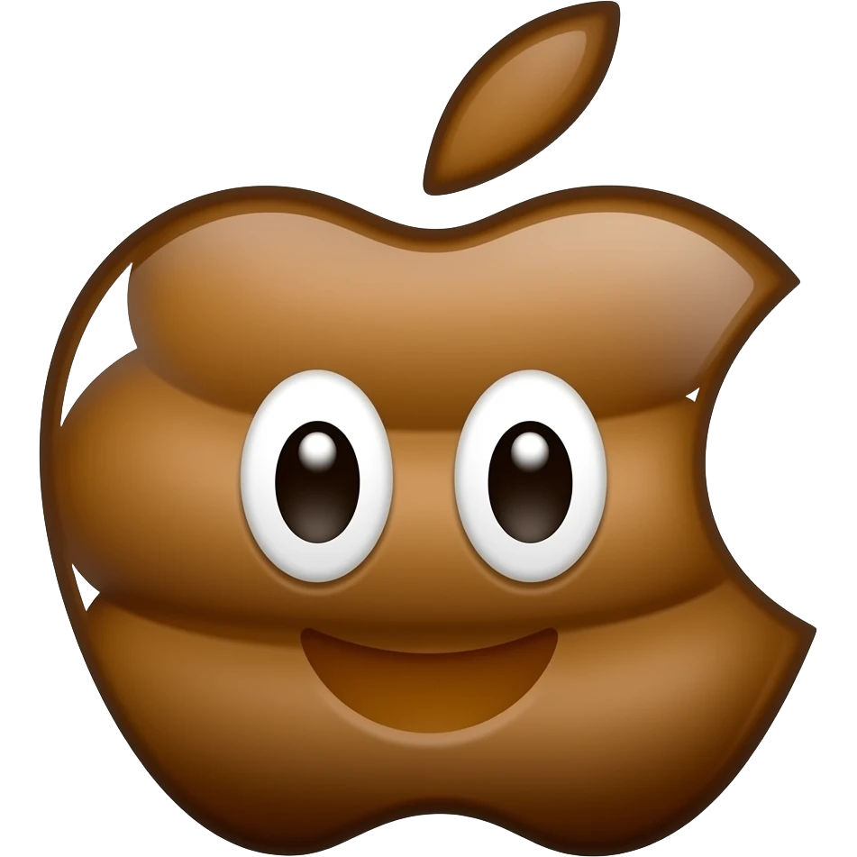 Apple logo but made out of poop emoji