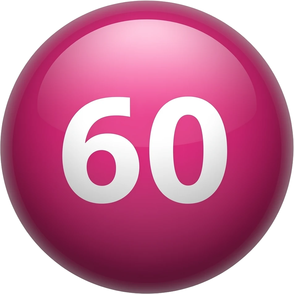 bola de bingo rosa oscuro con número 60 emoji