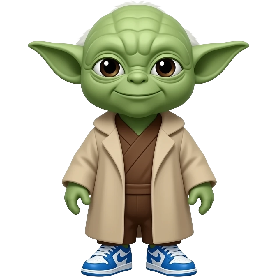 Yoda standing, with blue nike sneakers emoji