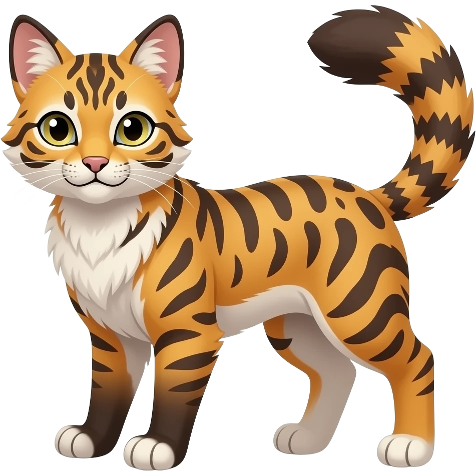 Kawaii dark edgy fantasy ethereal feline-vernid-sergal-fursona animal creature with a tufted tail full body with intricate markings emoji