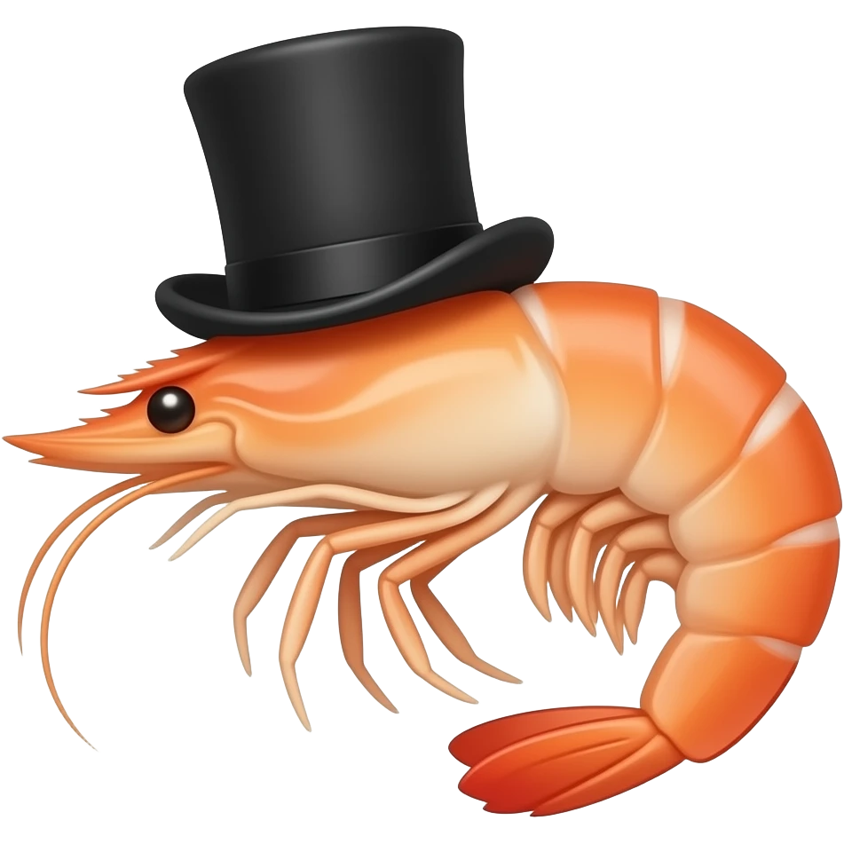 a shrimp with a tophat emoji