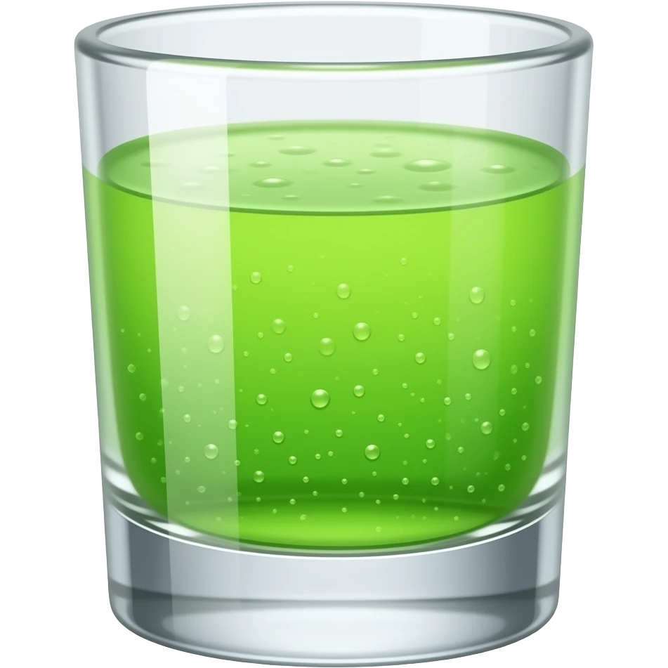 shotglass of bright green lime coloured fizzy juice emoji