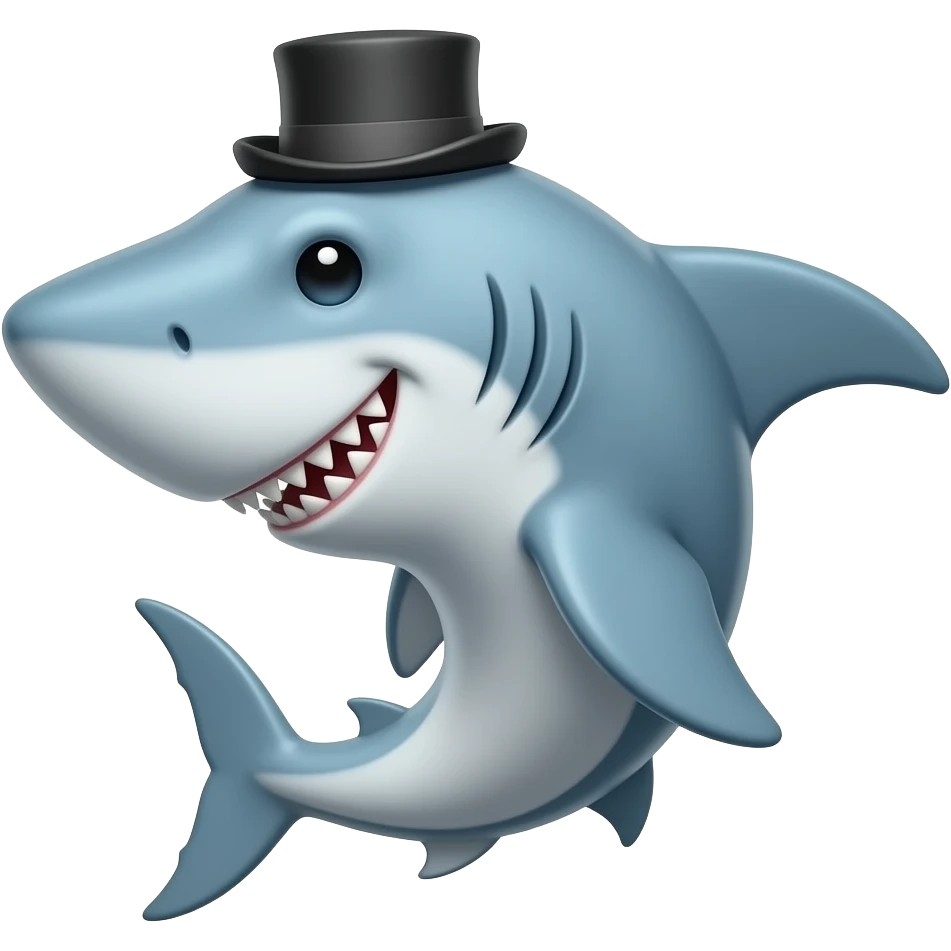 Shark with a top hat emoji