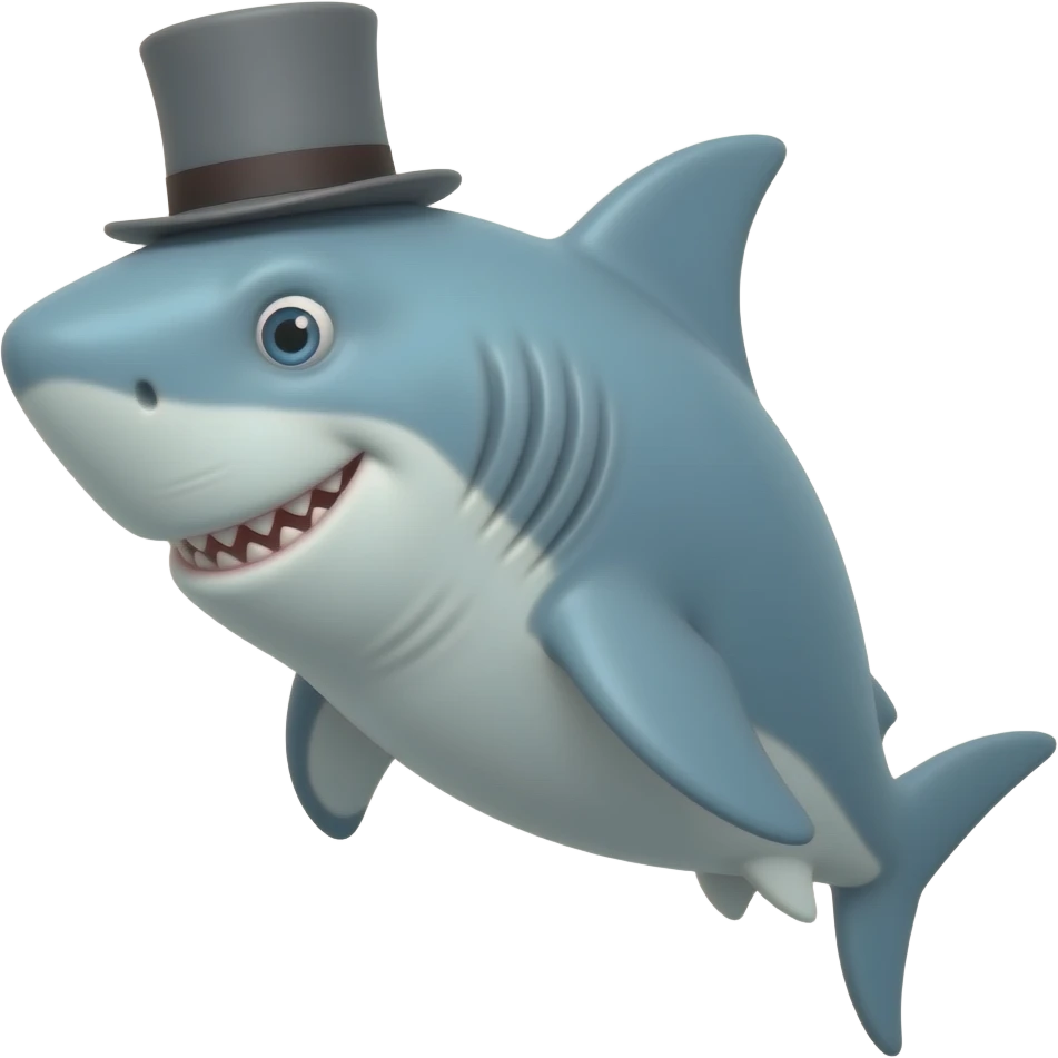 Shark with a top hat emoji